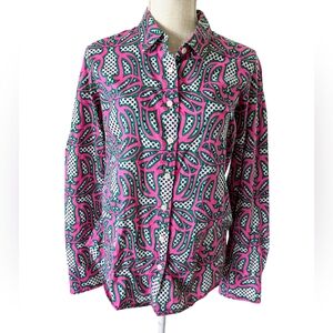 J. Crew Pink and Green Paisley Button Down Shirt